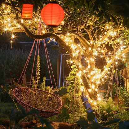 Solar String Lights Outdoor, 4 Pack Total 132ft 400 LED Solar Fairy Lights 8 Modes Waterproof for Garden, Patio, Home, Party, Wedding, Holiday, Tree, Outdoor Decor (Warm White) 🍁 All In One Marketplace Canada