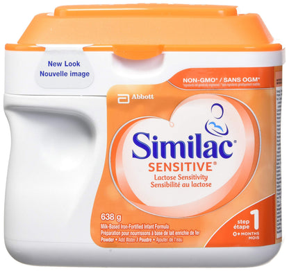 Similac Sensitive Lactose Sensitivity Non-gmo Baby Formula Powder, 0+ Months, Orange, 638g Similac