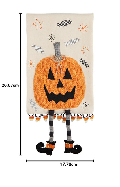 Mud Pie Dangle Leg Towel, Pumpkin, 10.5" x 7"