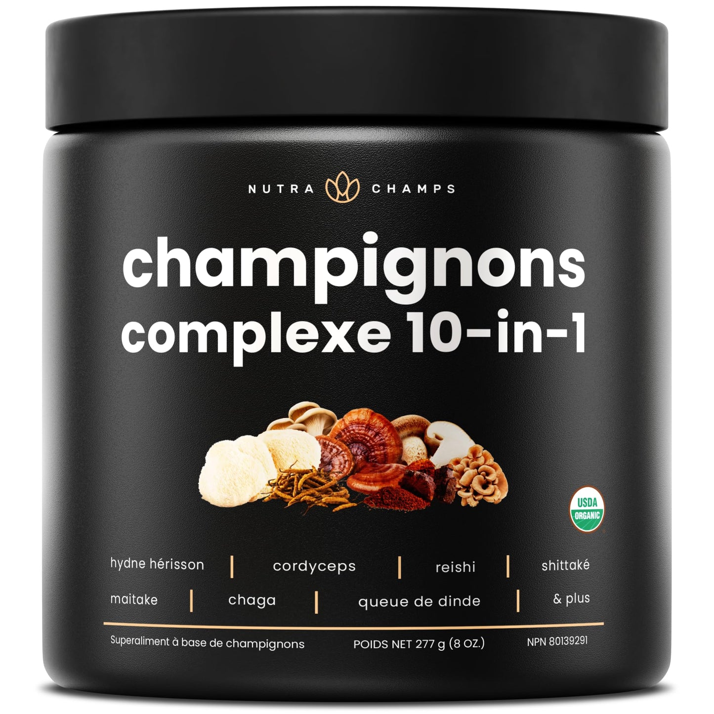 Organic Mushroom Powder - 10-in-1 Complex - Mushroom Supplement Powder Blend for Memory, Focus & Immune Support - Mushroom Blend For Coffee, Water, Smoothies - 8oz - Available at All In One Marketplace Canada