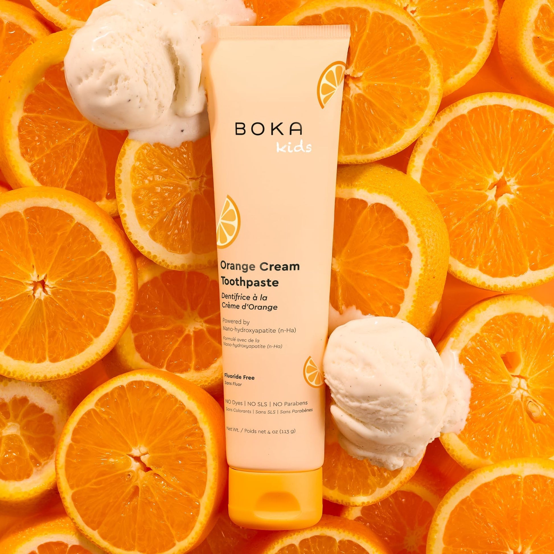 Boka Fluoride Free Toothpaste, Nano Hydroxyapatite, Training Toothpaste - Orange Cream Flavor, 4 Fl Oz (113g) 1Pk