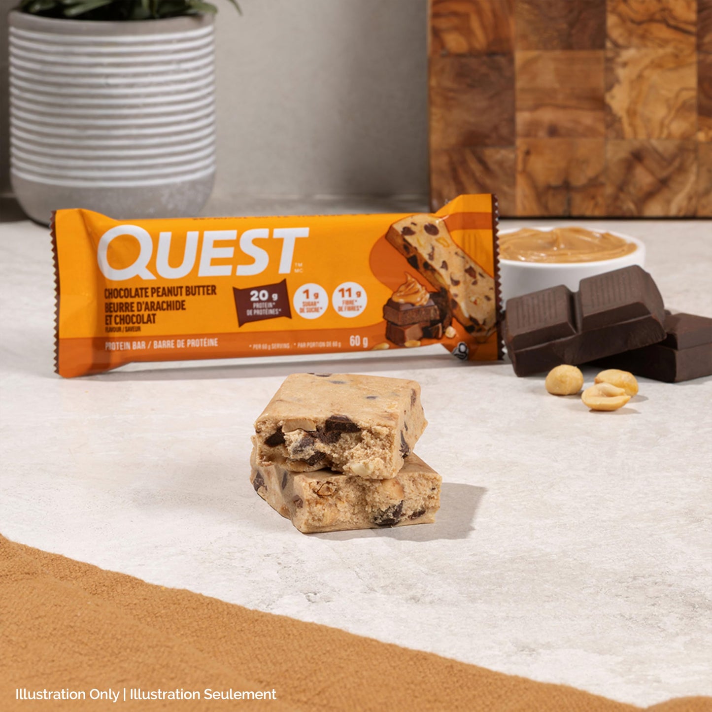 Quest Nutrition Chocolate Peanut Butter Flavored Protein Bar, High Protein, Gluten Free, 12ct 🍁 All In One Marketplace Canada