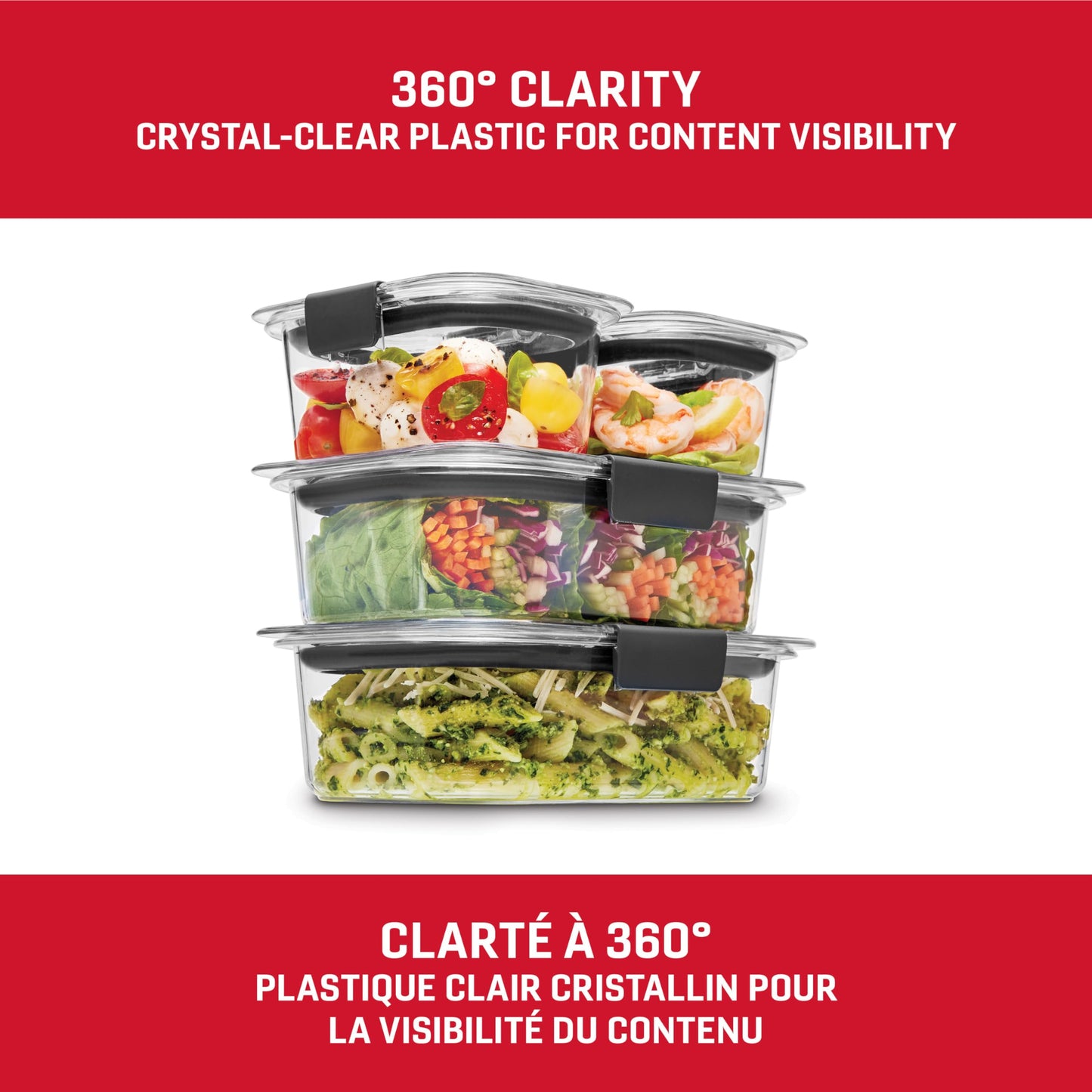Rubbermaid 44-Piece Brilliance Food Storage Containers with Lids for Lunch, Meal Prep and Leftovers, Dishwasher Safe, Leak-Proof & BPA-Free