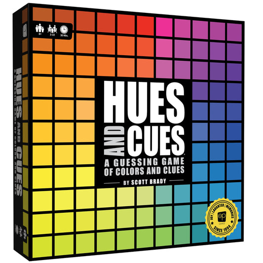 USAOPOLY HUES and CUES Vibrant Color Guessing Game Perfect for Family Game Night Connect Clues and Colors Together 480 Color Squares to Guess from