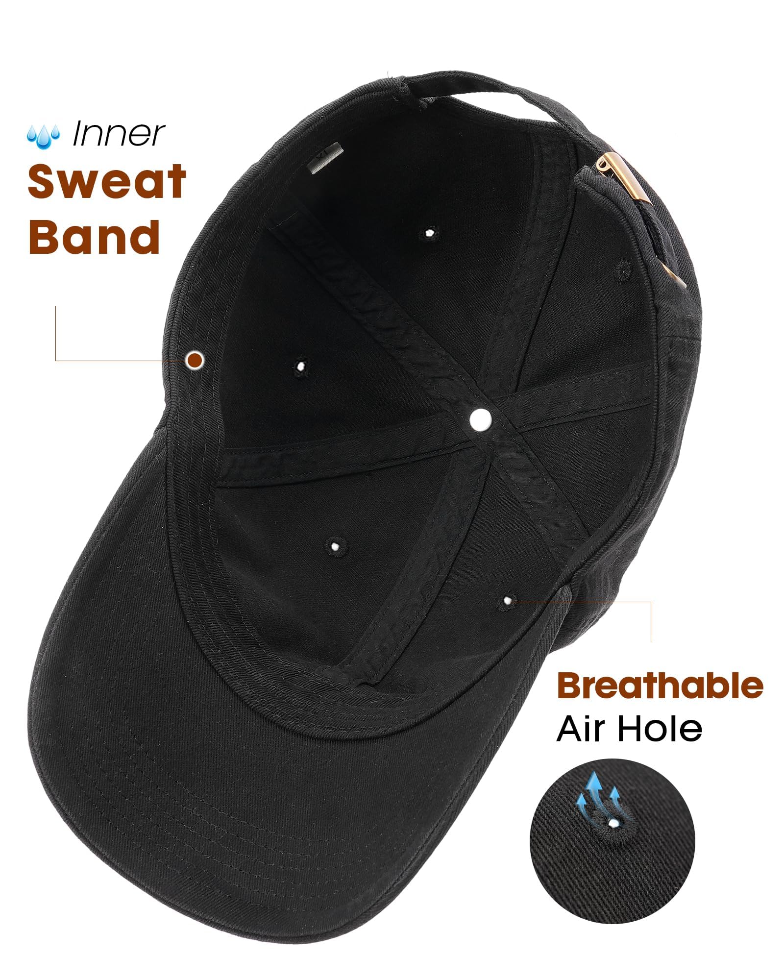 FURTALK Cotton Low Profile Baseball Cap Hat for Men Women Adjustable Dad Hat Four Seasons Classic Black