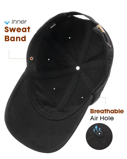 FURTALK Cotton Low Profile Baseball Cap Hat for Men Women Adjustable Dad Hat Four Seasons Classic Black