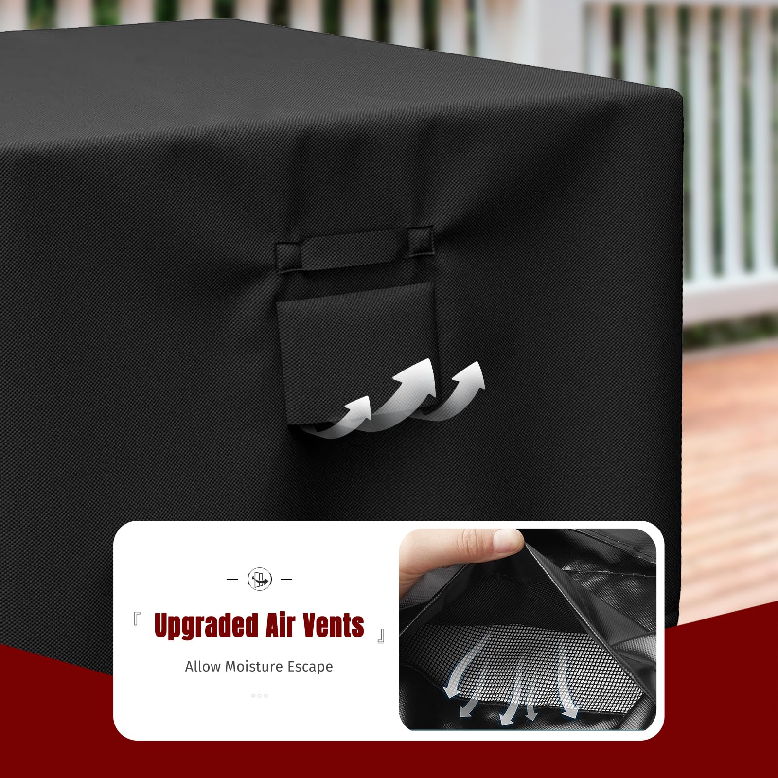 SHINESTAR Fire Pit Cover Square 32" x 32" x 24" - 600D Heavy Duty Waterproof & Windproof Outdoor Firepit Table Cover with Double Drawstrings for 28-32 Inch Square Fire Pits - Black SHINESTAR