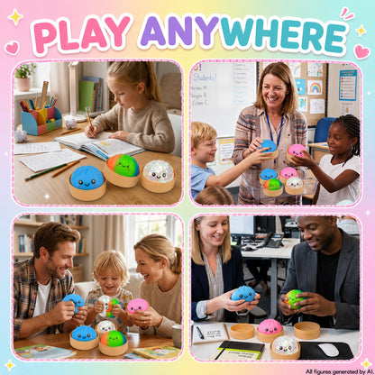Dumpling Squishy Toys, 4 Pack Slow Rising Glitter Squishies, Cute Squishy Dumpling Stress Ball Squeeze Toys, Fidget Sensory Squishy Food for Kids Adults, Easter Basket Stuffers(Colorful)
