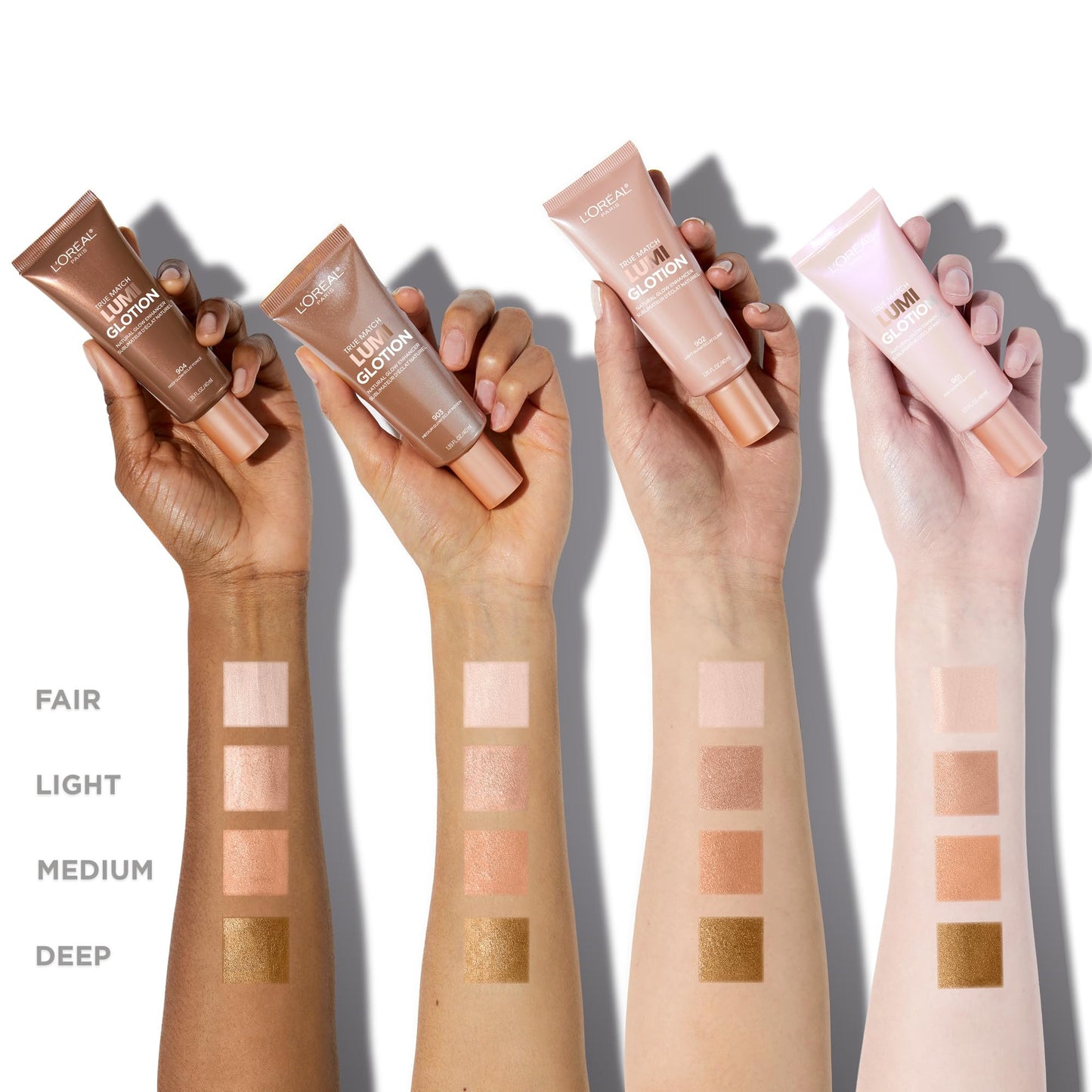 L’Oréal Paris True Match Lumi Glotion, Highlighter, Natural Glow Enhancer for Face & Body, Makeup, Instantly Hydrates and Illuminates Skin, Sheer Color Tint, Offers a Sunkissed Glow, 902 Light, 40 mL