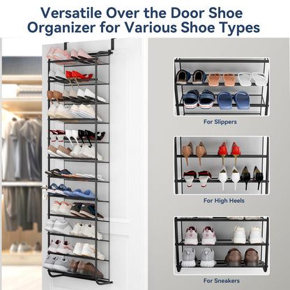 Whitmor 36 Pair Over-The-Door Rack-Gunmetal Gray Shoe Organizer WHITMOR