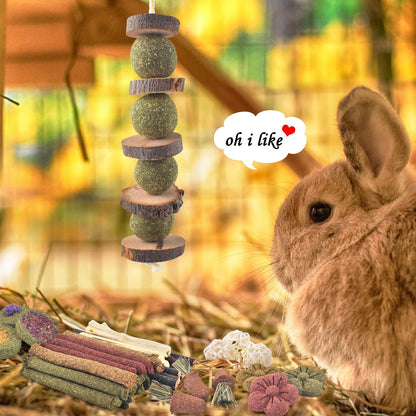 ERKOON Rabbit Toy, 42 Pieces Timothy Hay Sticks Carrots Rose Grass Cake Dental Care Molar, Chinchillas Toy Chew Toy for Rabbits, Guinea Pigs, Hamsters, Chinchilla 🍁 All In One Marketplace Canada