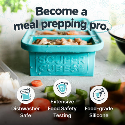 Souper Cubes 1 Cup Silicone Freezer Molds with Lids – Aqua - 2-Pack - Available at All In One Marketplace Canada