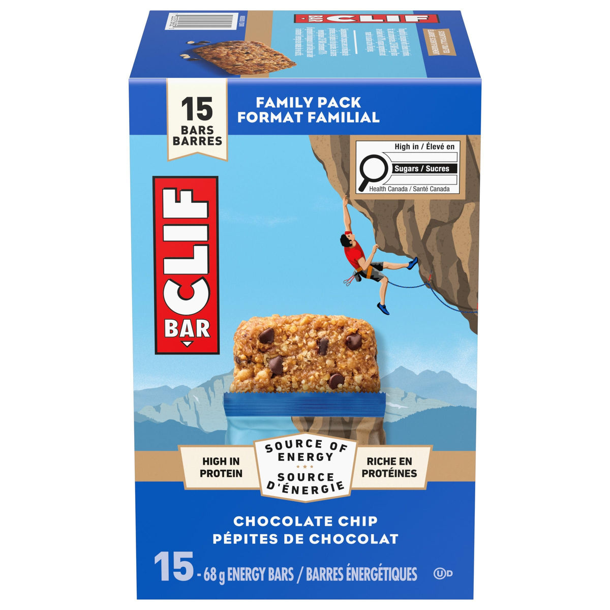 Clif Bar, Energy Bars, Chocolate Chip, High Protein, 1.02 kg (Pack of 15)