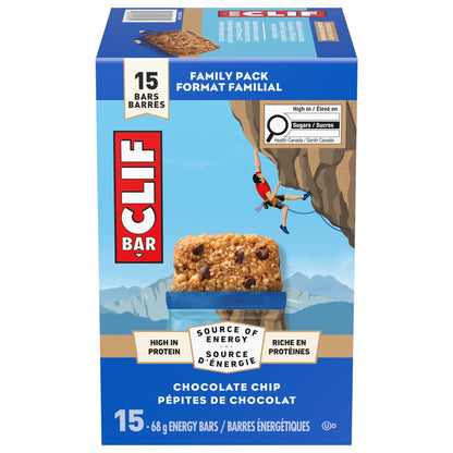 Clif Bar, Energy Bars, Chocolate Chip, High Protein, 1.02 kg (Pack of 15)