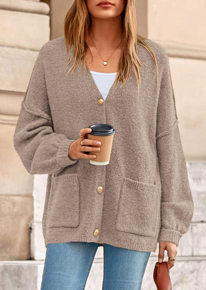 PRETTYGARDEN Oversized Chunky Cardigan Sweaters for Women Light Khaki,M 🍁 All In One Marketplace Canada
