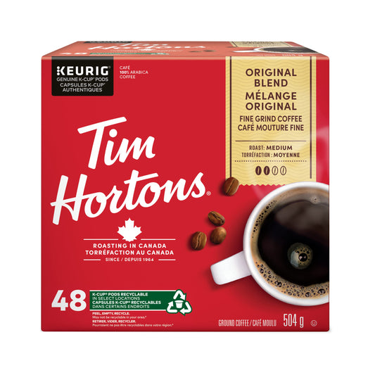 Tim Hortons Original Medium Roast Coffee K-Cup Pods – 48 Count for Keurig Brewers