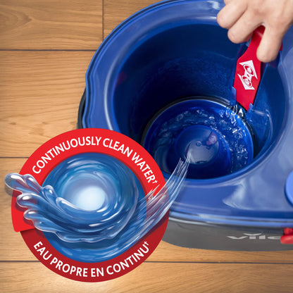 Vileda RinseClean Spin Mop & Bucket System | 2-Tanks Separate Clean and Dirty Water | Machine Washable and Reusable Microfibre Mop Head Replacement | Hands-Free Wringing Bucket 🍁 All In One Marketplace Canada