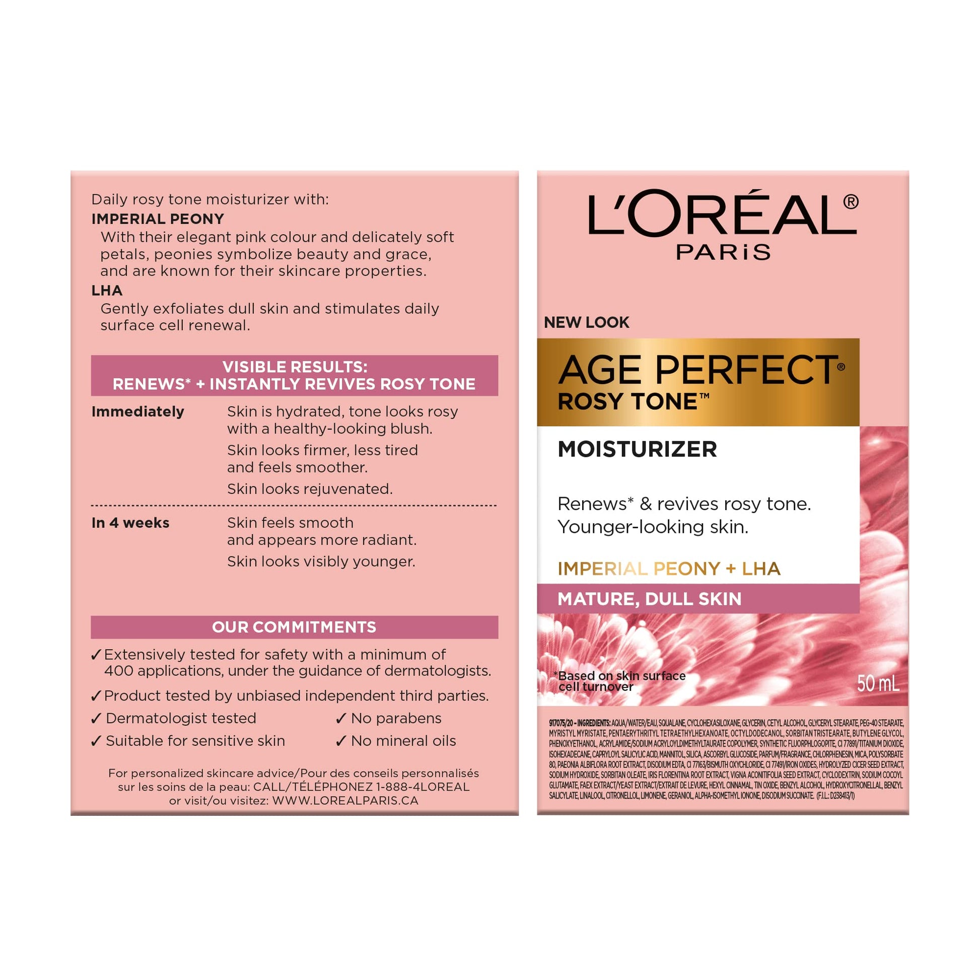 L’Oréal Paris Day Face Moisturizer Cream, Age Perfect Rosy Tone, with LHA & Imperial Peony Extract, For Mature Skin Skincare, 50 ml L'Oreal Paris