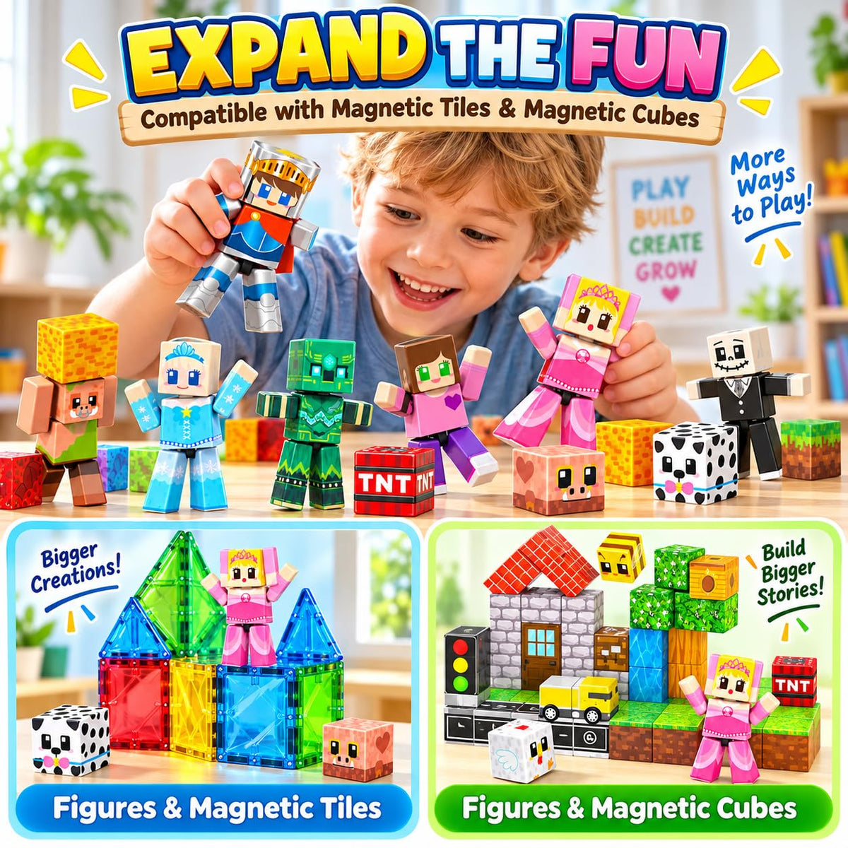 Magnetic Action Figures Playset - 20PCS Magnetic Building Toys with Rotatable Figures Character, STEM Magnet Toys for Kids, Christmas Birthday Gifts for Boys Girls Ages 4 5 6 7 8+ Year Olds 🍁 All In One Marketplace Canada
