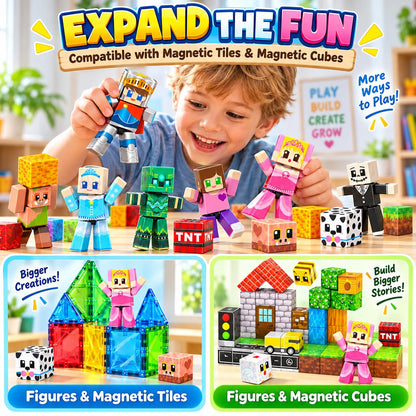 Magnetic Action Figures Playset - 20PCS Magnetic Building Toys with Rotatable Figures Character, STEM Magnet Toys for Kids, Christmas Birthday Gifts for Boys Girls Ages 4 5 6 7 8+ Year Olds 🍁 All In One Marketplace Canada