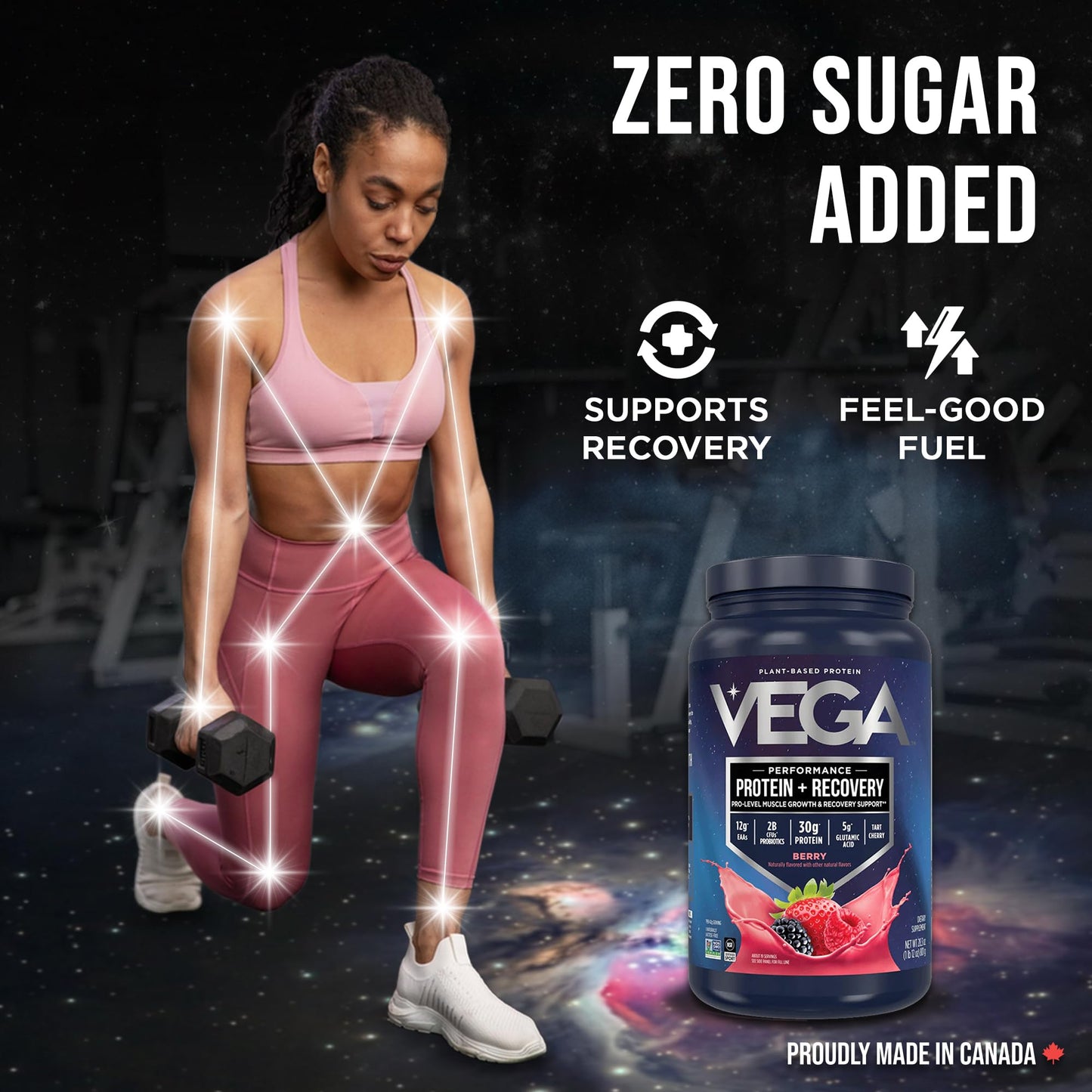 Vega Protein + Recovery, Berry – 30g Vegan Protein, Dairy & Gluten Free, Probiotics, NSF Certified, 801 g (19 Servings) 🍁 All In One Marketplace Canada