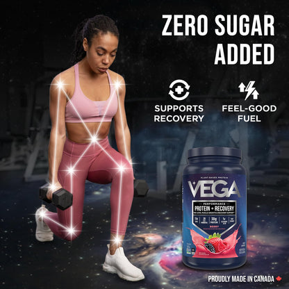 Vega Protein + Recovery, Berry – 30g Vegan Protein, Dairy & Gluten Free, Probiotics, NSF Certified, 801 g (19 Servings) 🍁 All In One Marketplace Canada