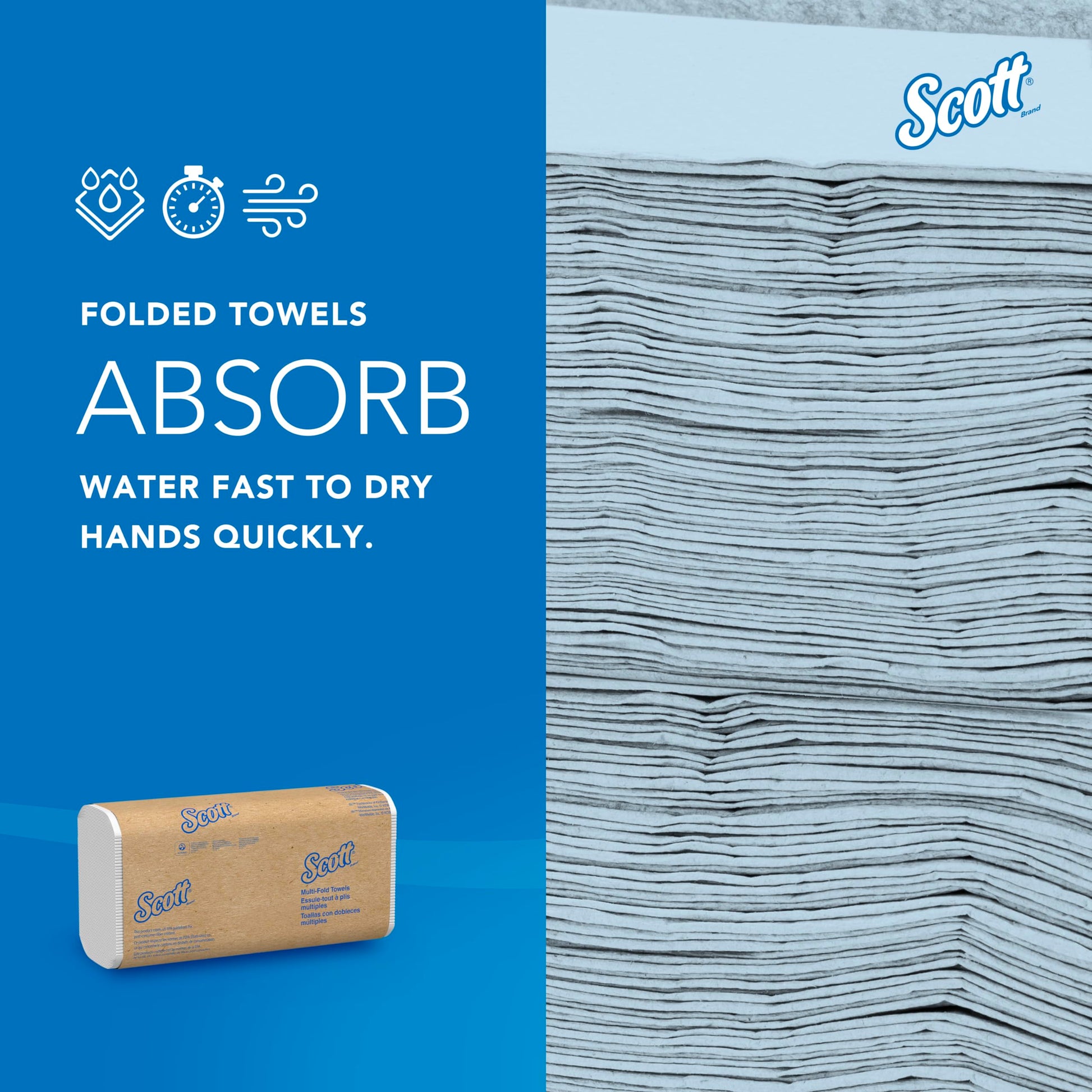Scott Professional Universal Multifold Paper Towels, Bulk (03650), Absorbency Pockets, 9.2"x9.4", Compressed, Compact (250 Sheets/Pack, 12 Packs/Case, 3,000 Sheet Total) SCOTT PROFESSIONAL