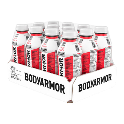 BODYARMOR Zero Sugar Fruit Punch, 473 mL Bottles (12 Pack) – Low-Calorie Sports Hydration Drink with Coconut Water, Potassium-Packed Electrolytes and Antioxidant Vitamins Body Armor