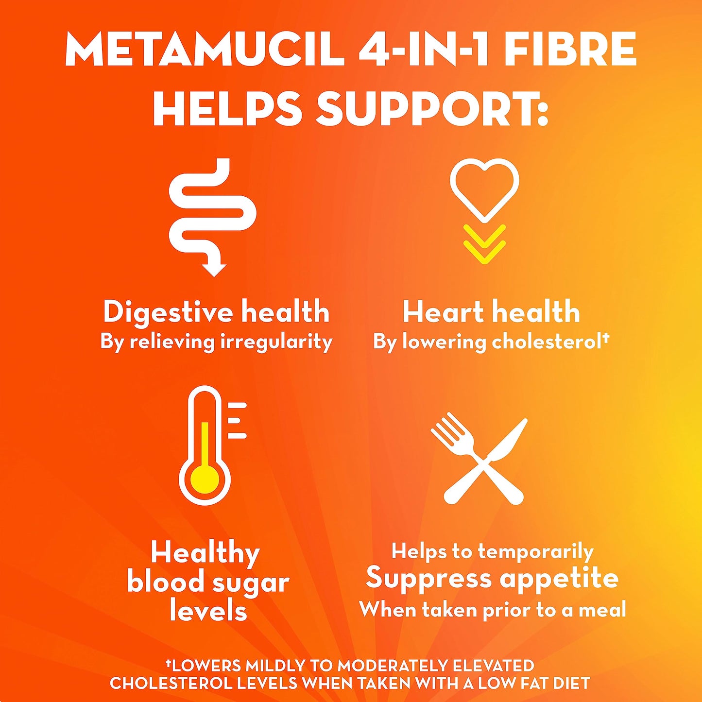 Metamucil, Daily Psyllium Husk Powder Supplement, Sugar-Free, 4-in-1 Fibre for Digestive Health, Berry Smooth Flavored Drink, 72 Servings Metamucil