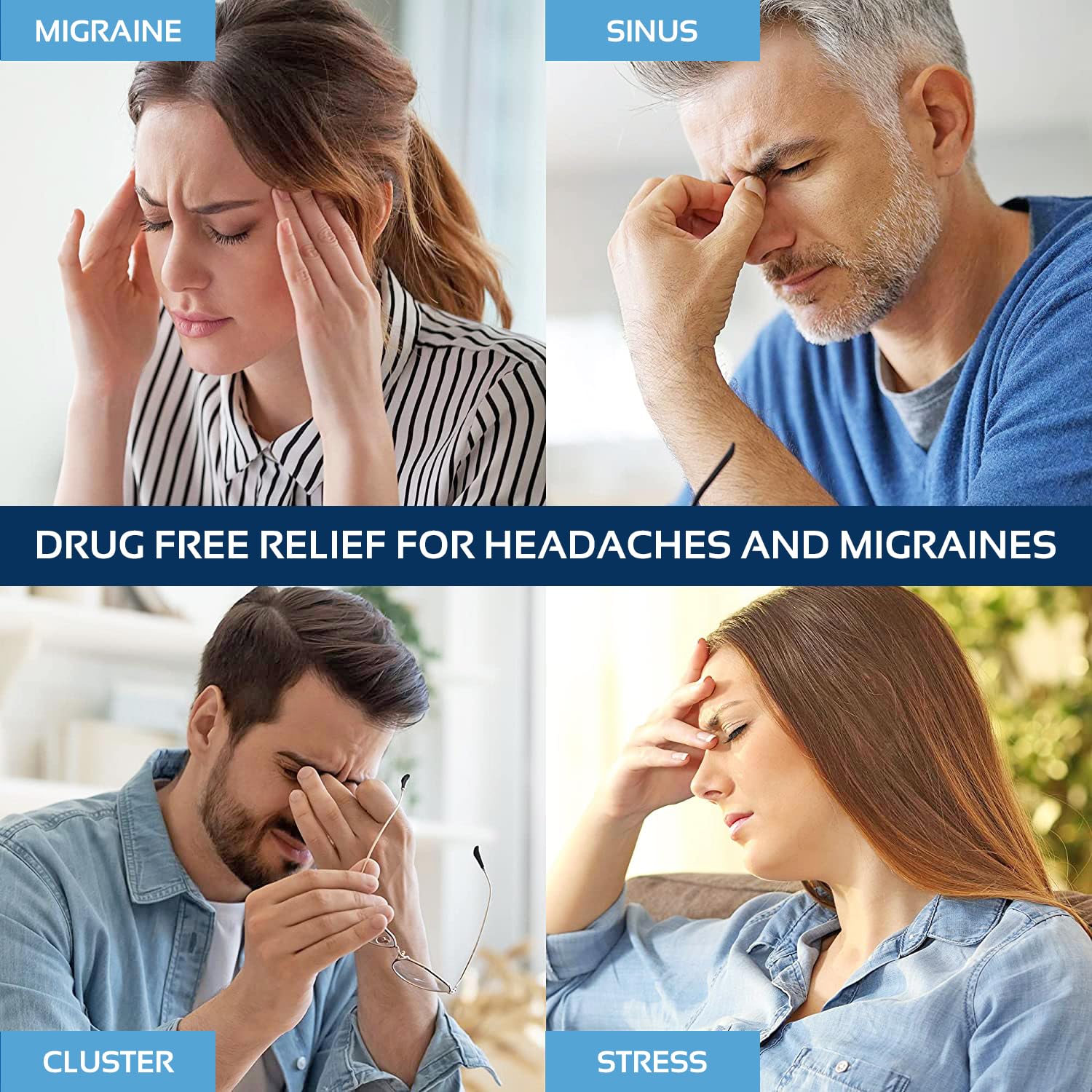 AllSett Health Headache Migraine Relief Cap - Cold Headache Hat for Migraine | Patented Headache Mask & Migraine Hat -Hot and Cold Therapy Cap for Puffy Eyes, Tension, Sinus and Stress Relief