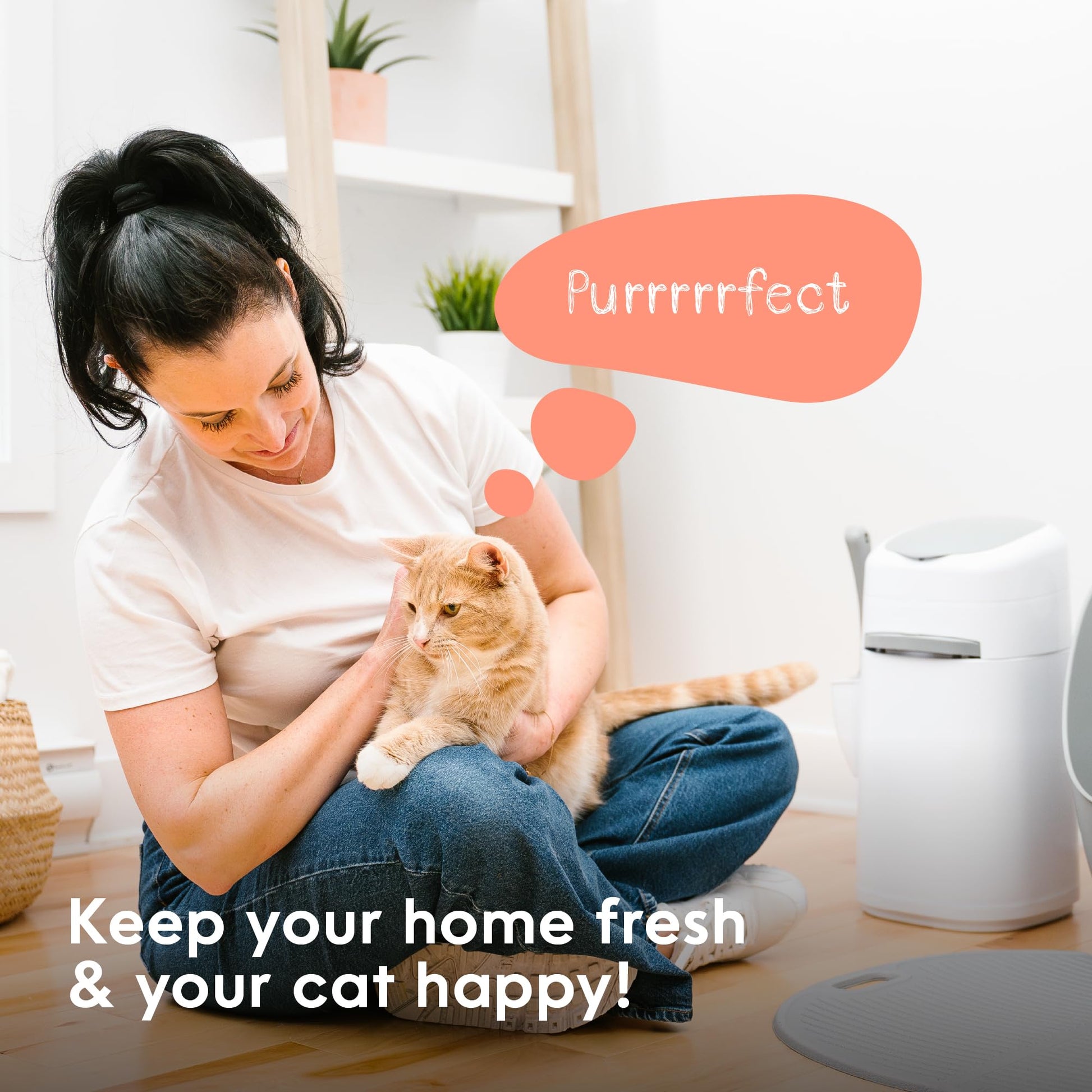 Litter Genie Style Pail - Cat Litter Waste Disposal System with Square Pail Refill Bag - Compatible with Standard and Jumbo Litter Genie Refill