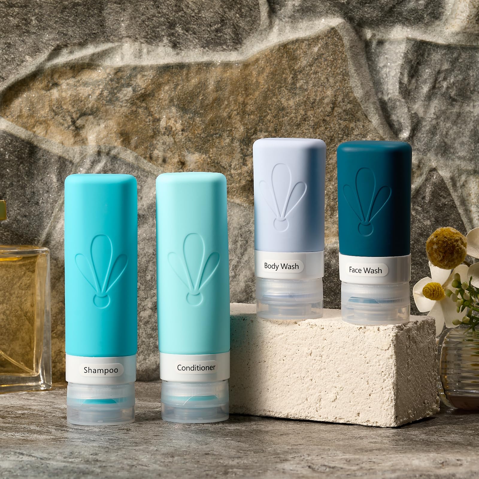 INSFIT 17 Pack Travel Bottles for Toiletries, TSA Approved 90ml 60ml Travel Size Toiletries, BPA Free Leak Proof Squeezable Silicone Tubes Travel Essentials for Shampoo Conditioner Lotion Soap - Available at All In One Marketplace Canada