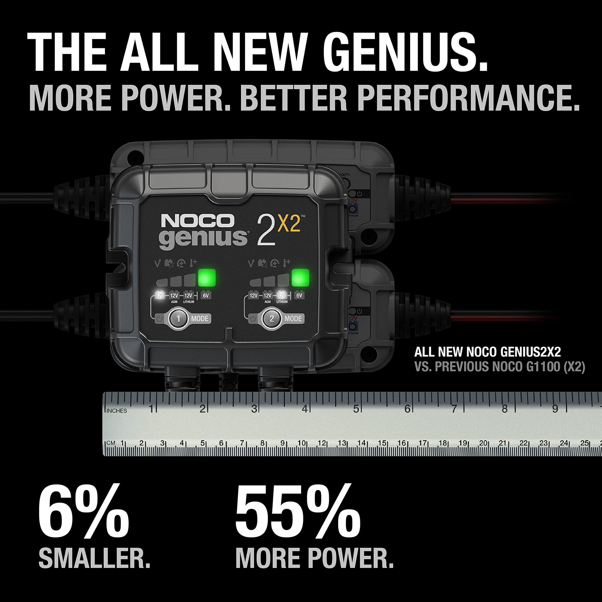 NOCO GENIUS2X2 6/12V 2-Bank Battery Charger, Trickle Charger & Maintainer NOCO