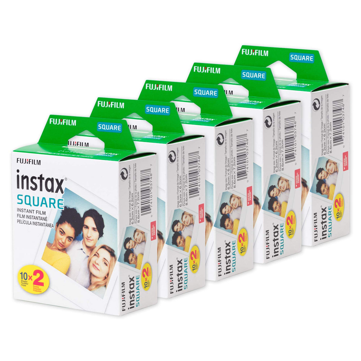 Fujifilm Instax Square Film, White Multi-Pack (10 pk, 100 Shots Total)