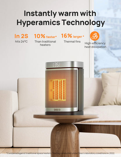 DREO Space Heaters for Indoor Use, 1500W Electric Heater for Bedroom Home Office, Safe PTC Ceramic Heater with Thermostat, Portable Heaters with Remote, 70°Oscillation, 12H Timer, 5 Modes DREO