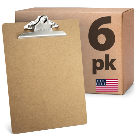 Officemate Recycled Wood Clipboards, 6 Inch Clip, 6 Pack Clipboards, Letter Size (9 x 12.5 Inches), Brown (83706)