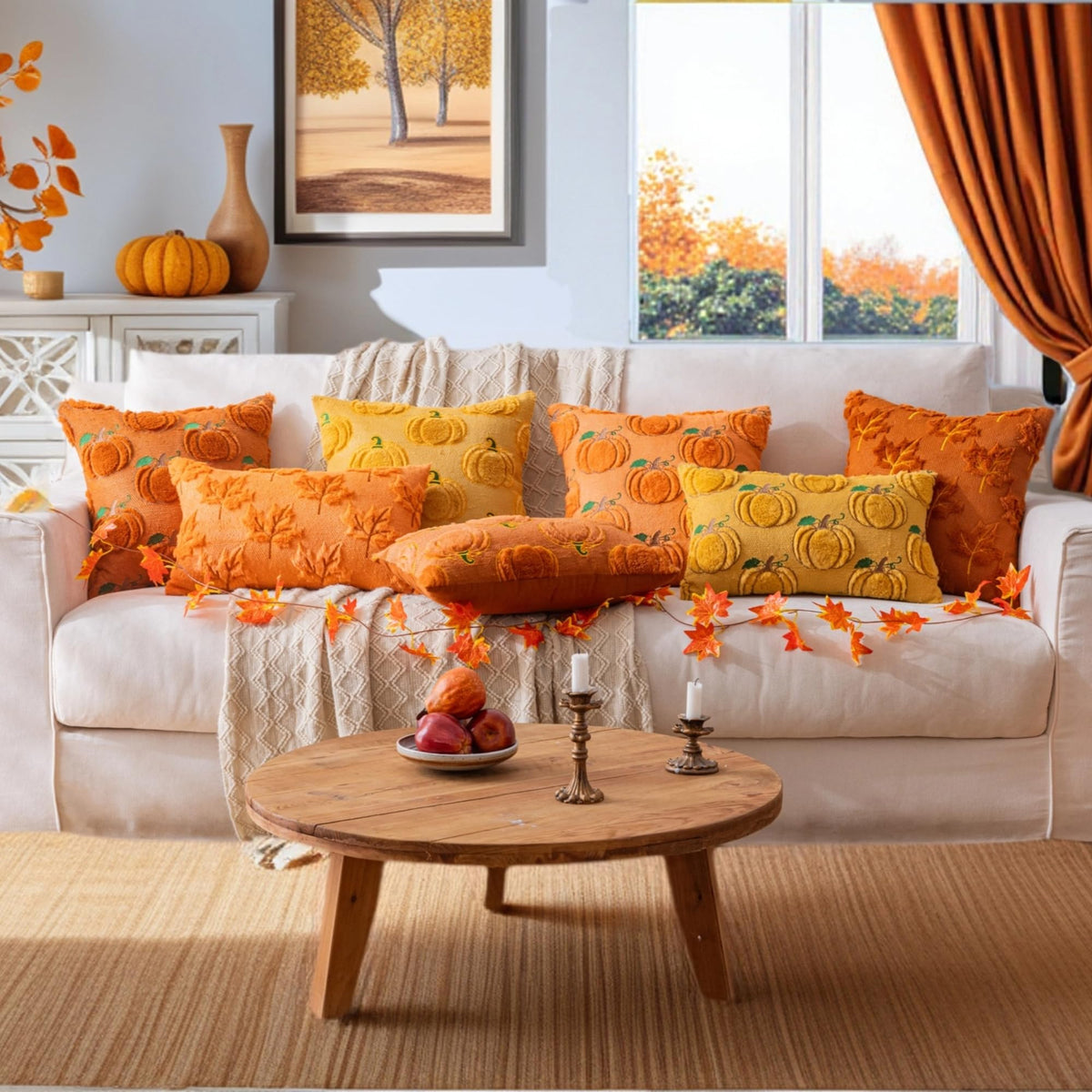 AQOTHES Maple Leaf Fall Orange Throw Pillow Covers 18x18 Inch Set of 2 🍁 All In One Marketplace Canada