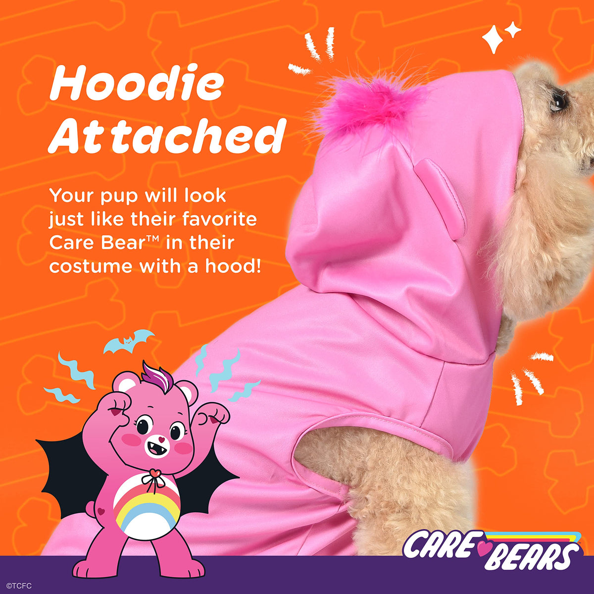Sweat à capuche sans manches pour chien Care Bear pour Halloween, modèle « Toubisou » - Costumes d'Halloween sous licence officielle pour chiens, taille L