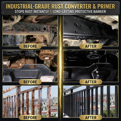 Meuvcol 2-in-1 Rust Converter & Metal Primer, 35 Floz Black Rust Remover Paint For Metal, Ultra Automotive Rust Reformer & Seal, Long-Lasting Rust Preventative Coating, Rust Inhibitor Repair Kit