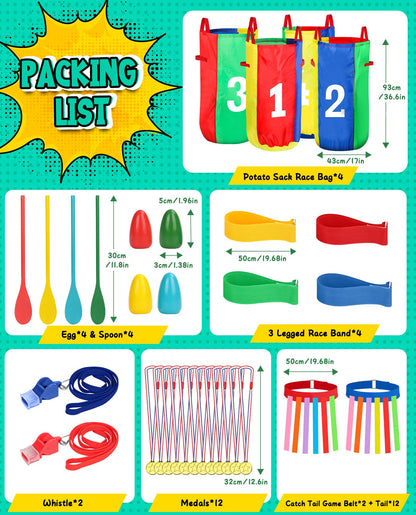 Outdoor Carnival Games Set, Potato Sack & Relay Race for Kids Adults Fun 🍁 All In One Marketplace Canada