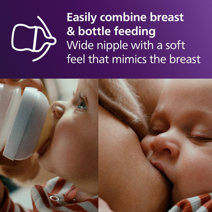 Philips Avent Natural Baby Bottles with Natural Response Nipples (Slow Flow, Flow 2), 4oz, 4-pack, SCY900/04