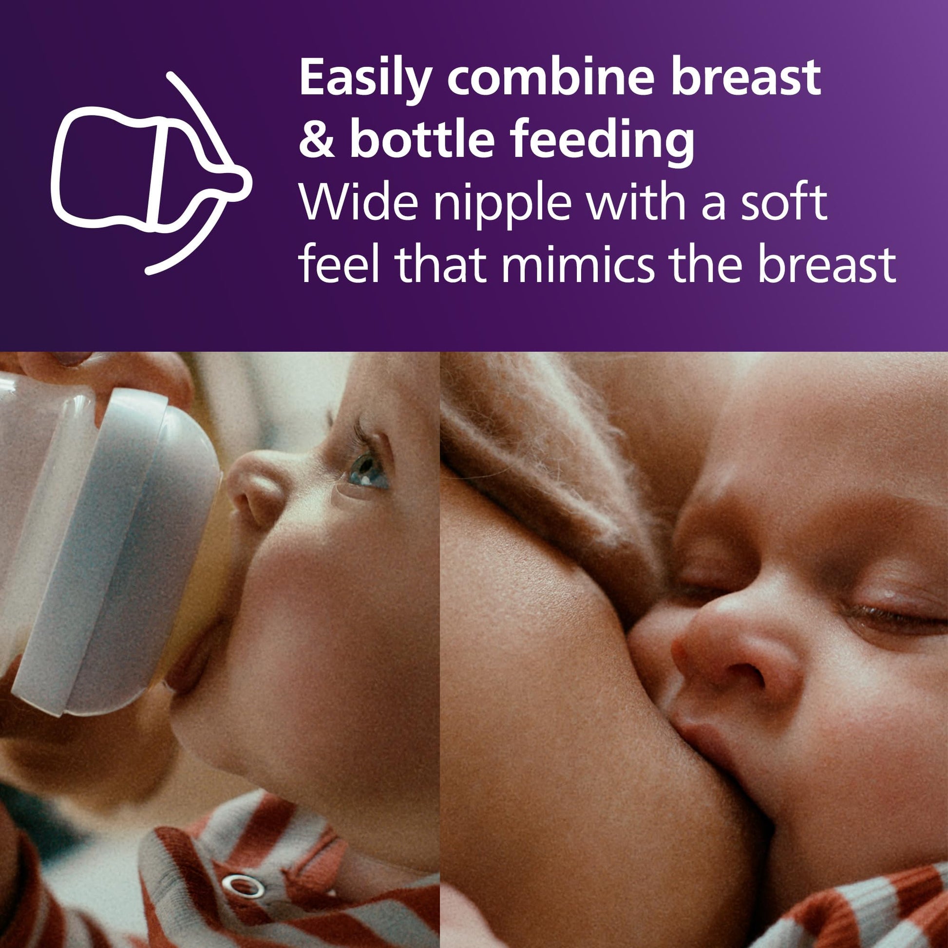 Philips Avent Natural Baby Bottle with Natural Response Nipple (Slow Flow, Flow 2), 4oz, 3-pack, SCY900/03