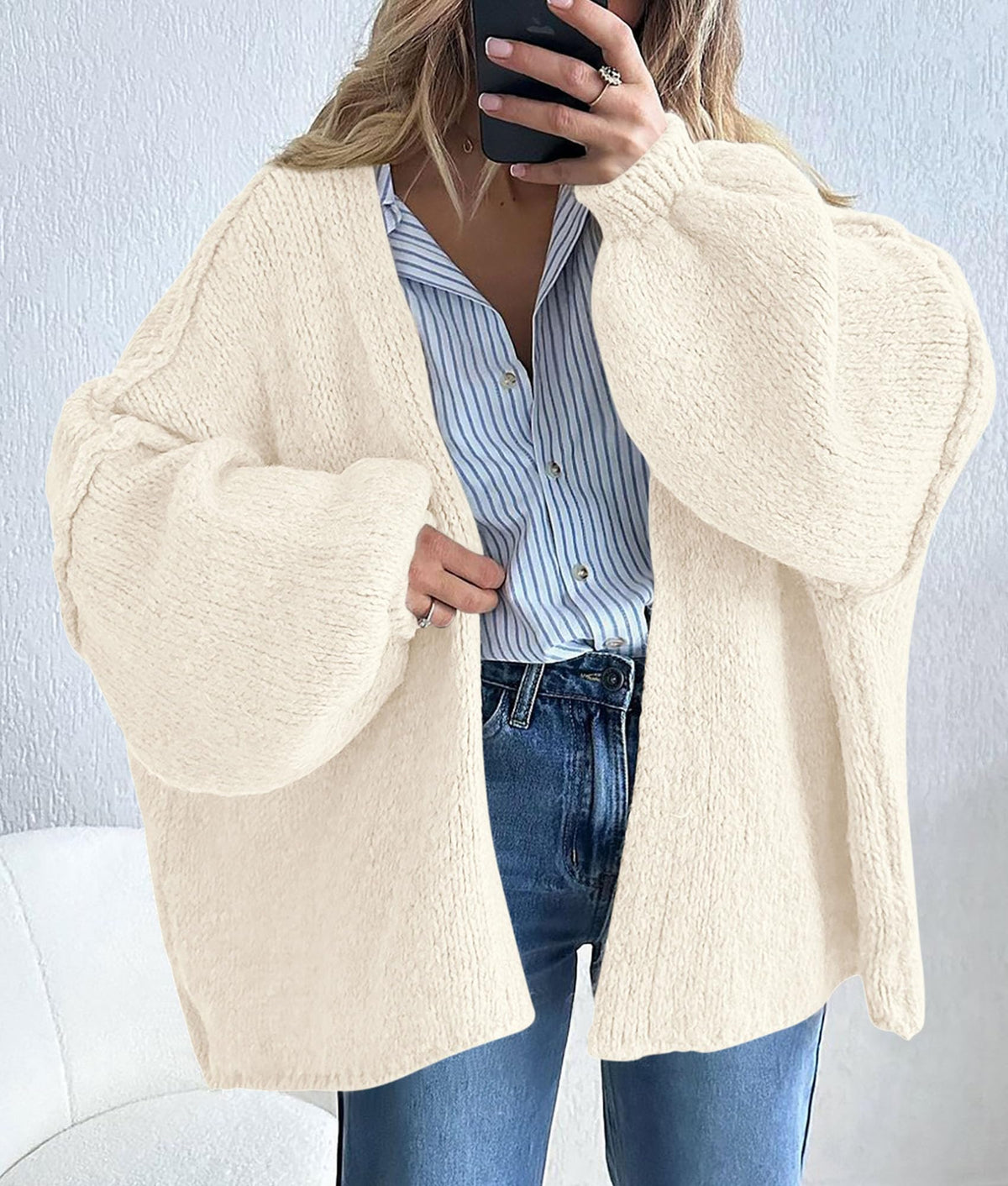 PRETTYGARDEN Womens Open Front Oversized Cardigan Sweaters White 🍁 All In One Marketplace Canada