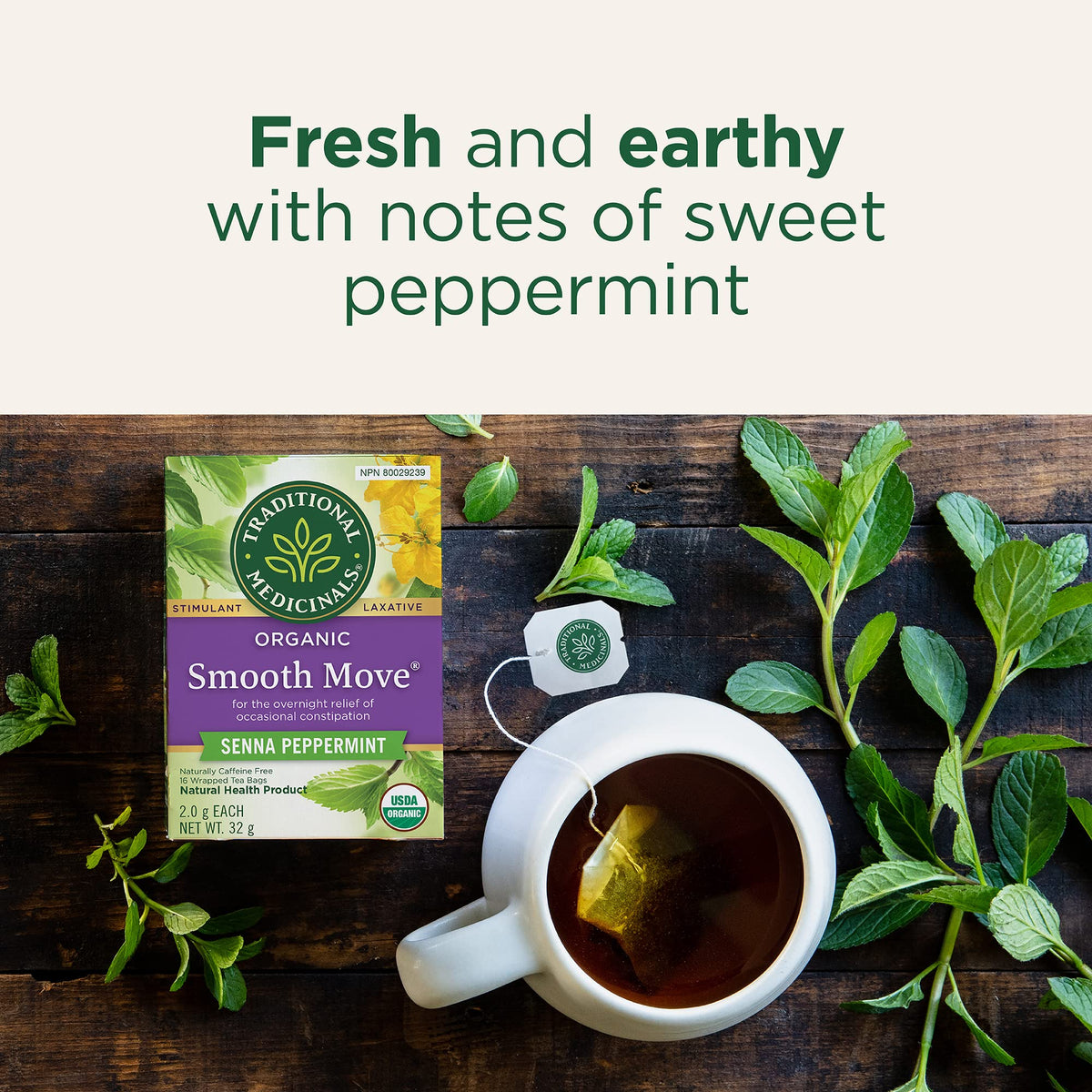 Traditional Medicinals - Organic Smooth Move Peppermint Laxative Herbal Tea (Pack of 6) - Gentle Overnight Relief of Occasional Constipation - 96 Tea Bags Total 🍁 All In One Marketplace Canada
