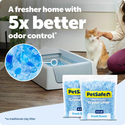 PetSafe ScoopFree Premium Blue Crystal Litter, Superior Odor Control - Low Tracking for Less Mess - Lasts Up to 1 Month (2 Pack of 4.3 Lb Bag)