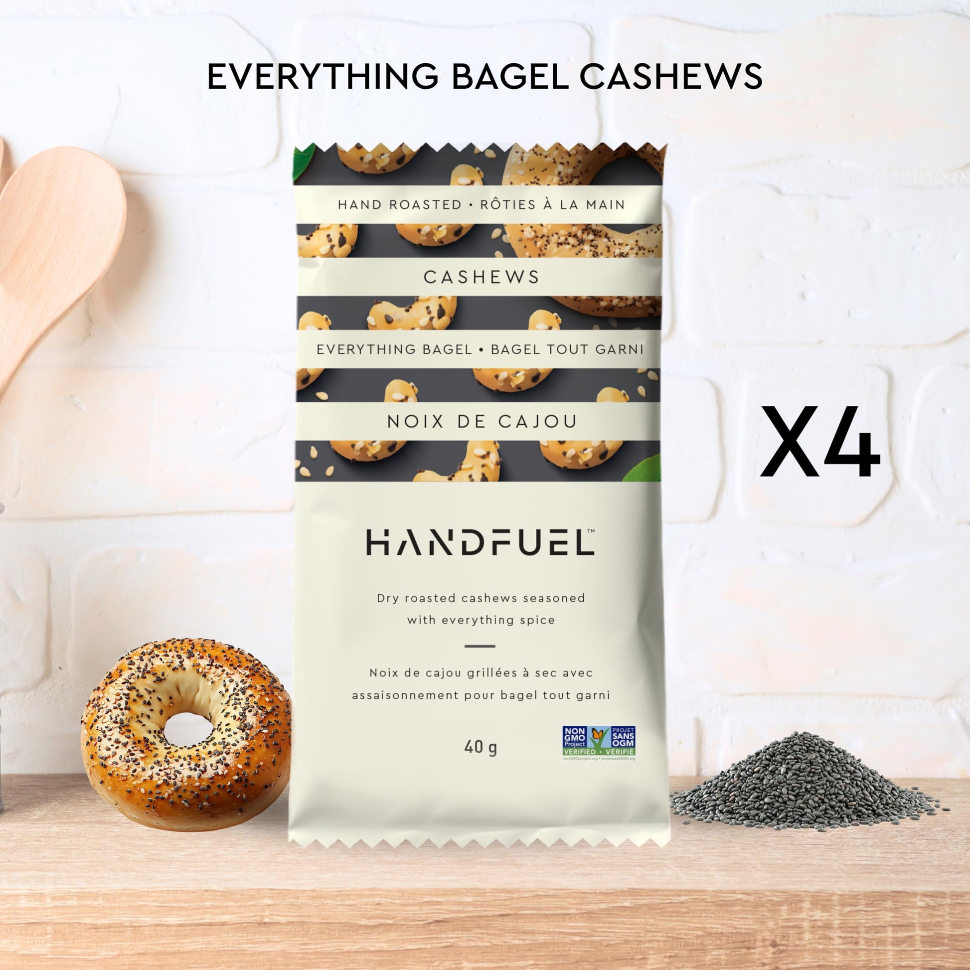 Handfuel 12 Pack Variety Flavoured Cashews, 4 Flavours - 3 x 40g of Each handfuel