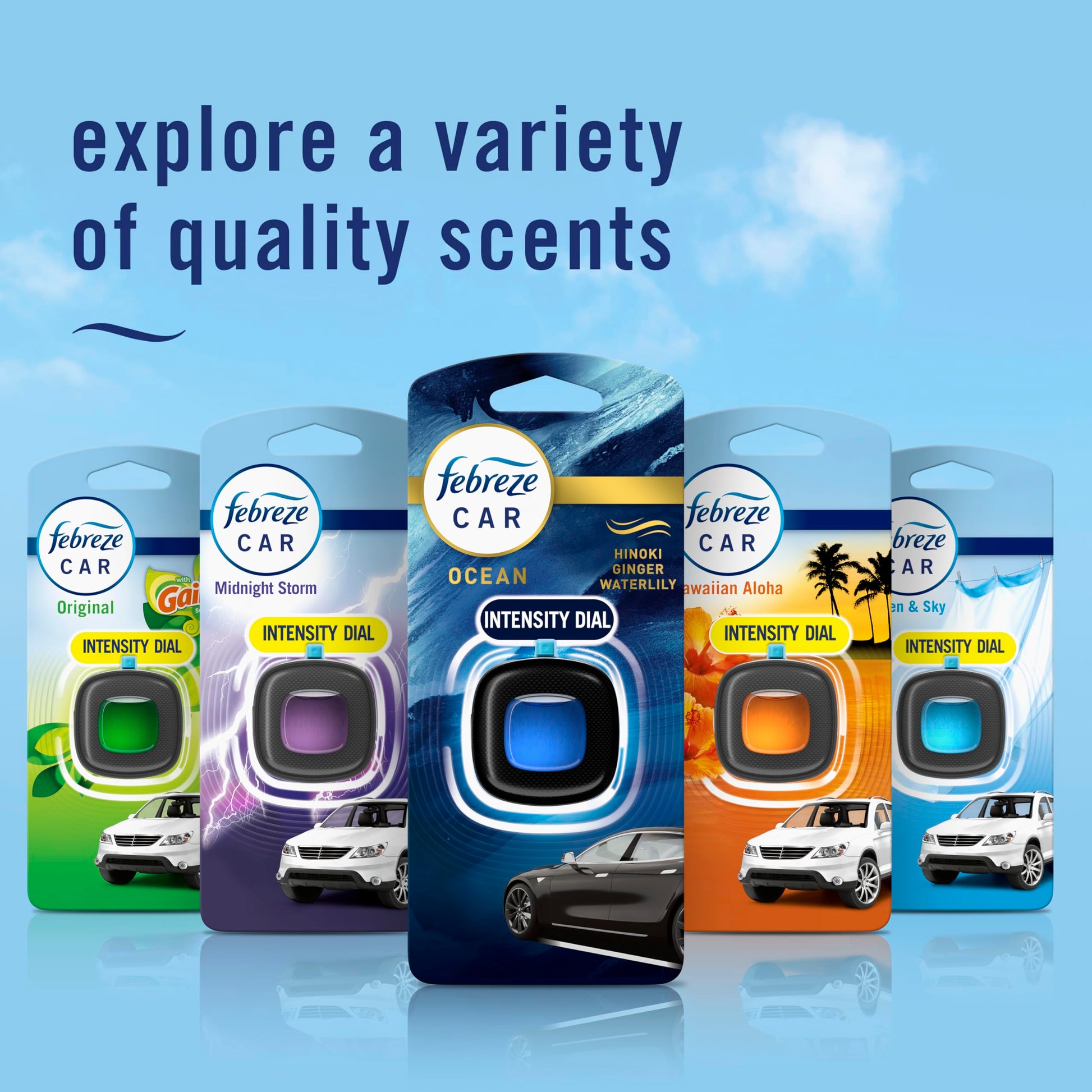 Febreze Car Ocean Scent Air Freshener Vent Clip, 2.2 mL, Pack of 4