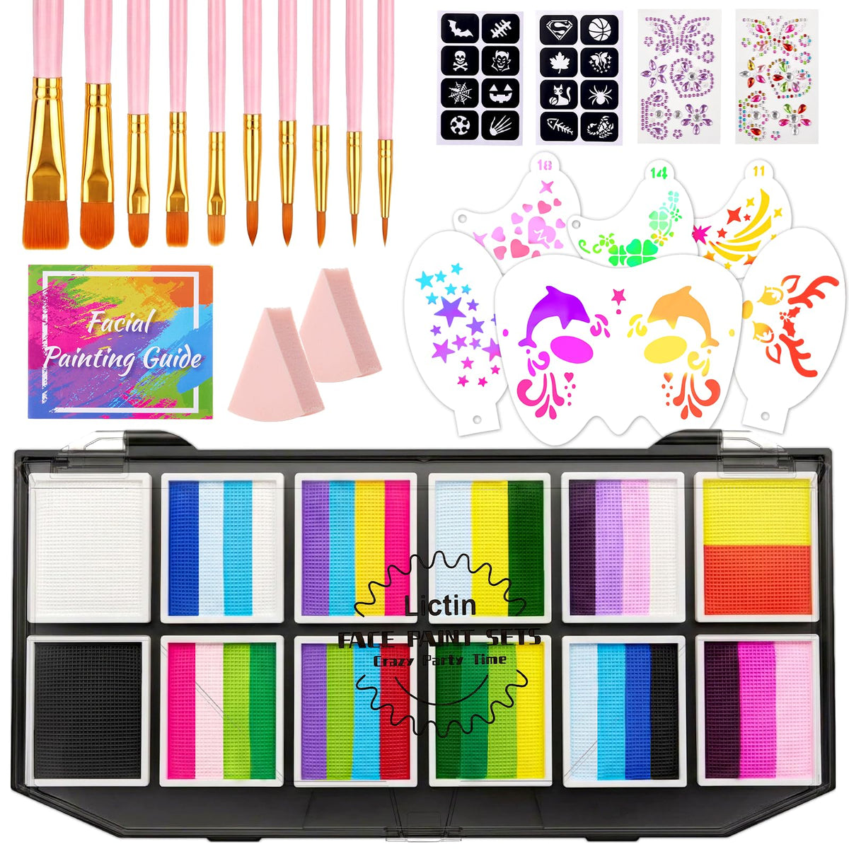 Lictin Face Painting Kit for Adults, 12 x 10g Split Cake Face Paint 🍁 All In One Marketplace Canada