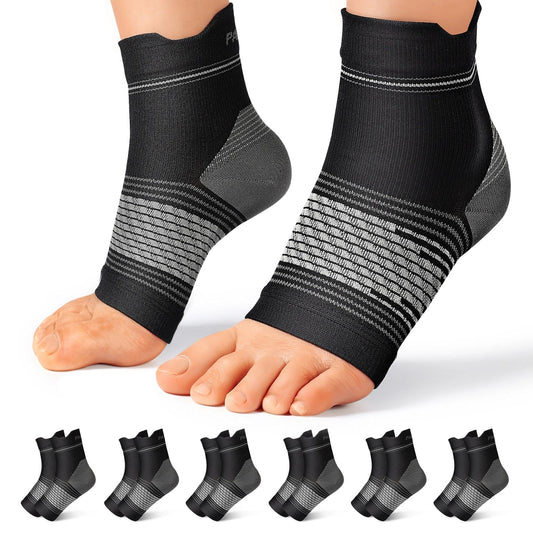 Plantar Fasciitis Sock (6 Pairs) for Men and Women, Ankle Brace Compression Socks with Arch Support for Achilles Tendonitis, Heel Pain, Swelling & Arthritis Relief, Black, Large - Available at All In One Marketplace Canada