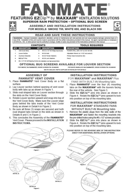 MAXXAIR Maxx I+ Vent Cover for RV Roof Vents - Sleek, Updated Design, Easy Installation, Zero-Leak Protection, Compatible with Many Popular Roof Vents, Black (00-933052)
